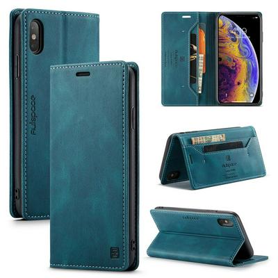 For iPhone XS Max 6.5 Retro Frosted Soft Leather + TPU Bottom Shell Flip Wallet Case with Card Slot & Stand Function