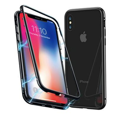 FLOVEME Ten Thousand Magnetic King Anti-Scratch Drop-Proof Detachable Magnetic Metal Frame + Tempered Glass Back Cover Case for iPhone X / XS