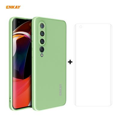 2 in 1 ENKAY ENK-PC0752 Straight Edge Liquid Silicone Anti-fall Soft Phone Case+3D Full Screen Curved Surface Hot Bending PET HD Screen Protector for Xiaomi Mi 10 5G