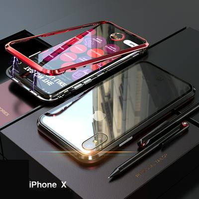 HD Transparent Tempered Glass Magnitic Attraction Back Cover Case for iPhone X / XS 