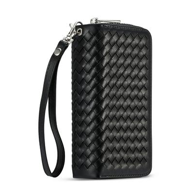 Woven Mat Pattern PU Leather + Detachable TPU Back Cover with Card Slots Picture Frame and Zipper Earphone Wallet Case for iPhone XR 6.1 