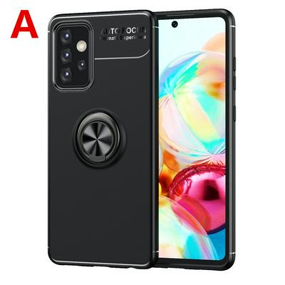 For Samsung Galaxy A72 5G Metal Ring Bracket All-inclusive Shock Absorption Anti-fall Soft TPU Back Cover Case