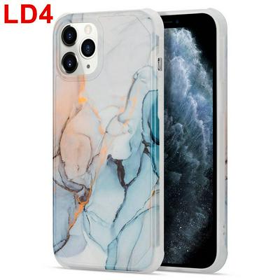 For iPhone 12/12 Pro(6.1) Four Corner Anti-falling Flow Gold Marble Pattern Hard PC+TPU Back Cover Case