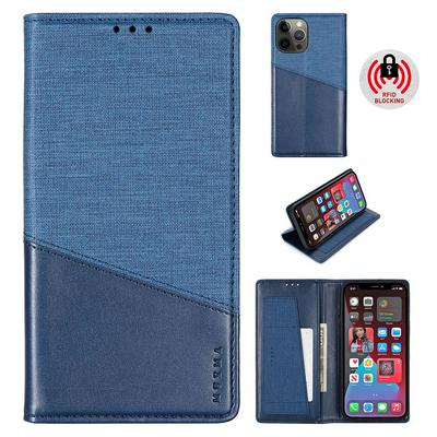 For iPhone 12 Pro Max(6.7) Splicing Solid Color Magnetic Closure Shockproof Flip Leather Case with Card Slot & Stand Function