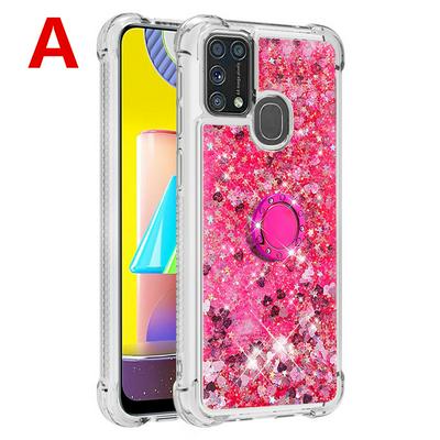 TPU Phone Case for Samsung Galaxy M31 Ring Buckle Anti-fall Scratch Resistant Quicksand Protective Cover
