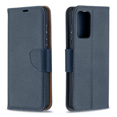 Solid Color Lychee Pattern Scratch Resistant PU Leather Wallet Phone Case with Wrist Strap&Stand for Samsung Galaxy A52 5G