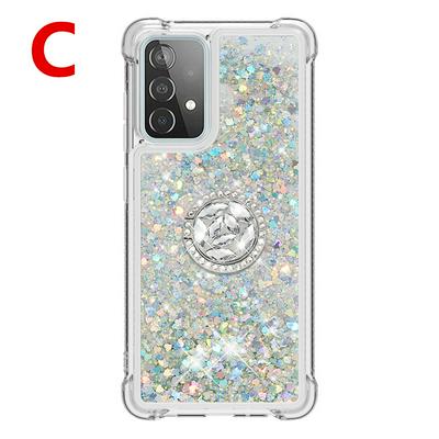 Airbag TPU Phone Case for Samsung Galaxy A52 5G (International) Ring Buckle Anti-fall Scratch Resistant Quicksand Protective Cover