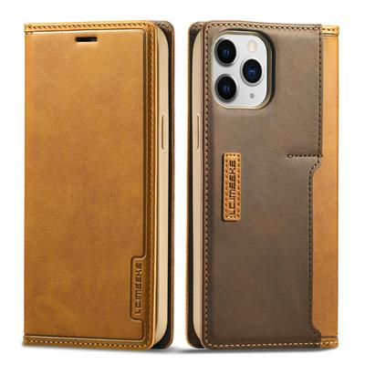 Simple Solid Color Magnetic Buckle Closure Shockproof Scratch Resistant PU Leather Wallet Phone Case with Card Slot for iPhone 12 / 12 Pro(6.1)