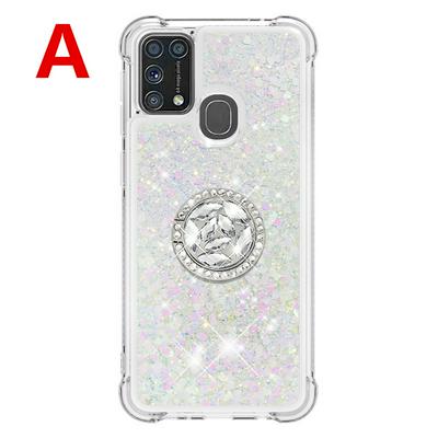 Airbag TPU Phone Case for Samsung Galaxy M31 Ring Buckle Anti-fall Scratch Resistant Quicksand Protective Cover