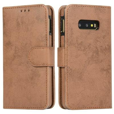 Retro Two-in-one Split Strong Magnetic Anti-fall Shockproof PU Leather Wallet Phone Case with Card Slots for Samsung Galaxy S10 Lite