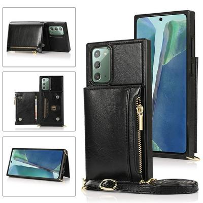 Fashion Crossbody Type Multi-purpose Zipper Drop Protection Flip Card Slots PU Leather Wallet Phone Case for Samsung Galaxy Note20