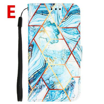 Marble Plating Stitching Geometric Patterns Shockproof and Scratchproof PU Leather+TPU Wallet Phone Case for Samsung Galaxy A21s