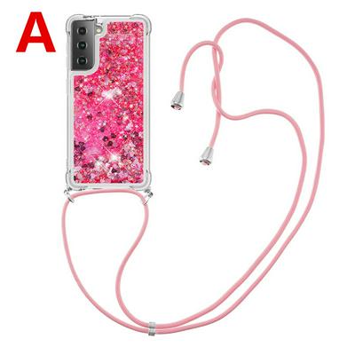 Quicksand Shock and Drop Resistant Soft TPU Back Cover Phone Case with Lanyard for Samsung Galaxy S21+ 5G