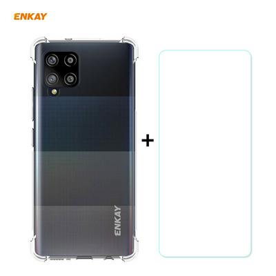 ENK-PC0571 2 in 1 Four Corners Thickened Anti-drop Transparent Soft TPU Phone Case + 0.26mm 9H 2.5D Arc Edge Screen Protector for Samsung Galaxy A42 5G