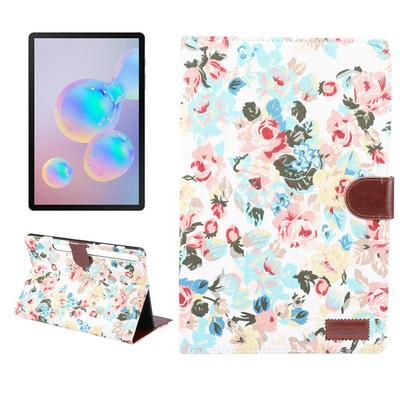 Floral Cloth Pattern Shockproof PU Leather +TPU Wallet Tablet Case with Pencil Holder for Samsung Galaxy Tab S7+T970