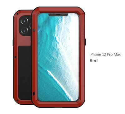 Love Mei Powerful Series Dust-Proof Shockproof Splash-Proof Silicone + Metal + Tempered Glass Support Wireless Charging Back Cover Case for iPhone 12 Pro Max (6.7)