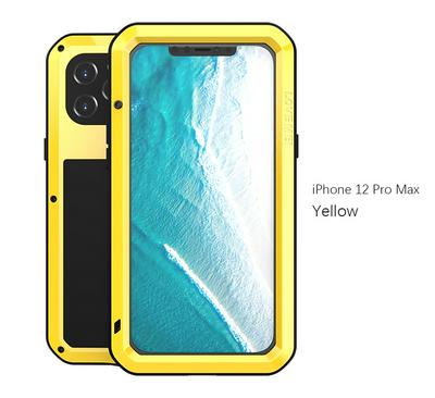 Love Mei Powerful Series Dust-Proof Shockproof Splash-Proof Silicone + Metal + Tempered Glass Support Wireless Charging Back Cover Case for iPhone 12 Pro Max (6.7)