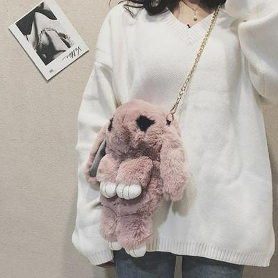 Super Soft Short Plush Cute Chain Shoulder Bunny Bag Girl Backpack