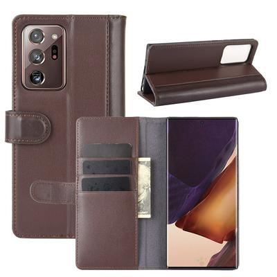 Solid Color Pattern Left and Right Open Scratch Resistant Genuine Leather Phone Case with Stand and Card Slots for Samsung Galaxy Note20 Ultra(4G Version 5G Version Universal)