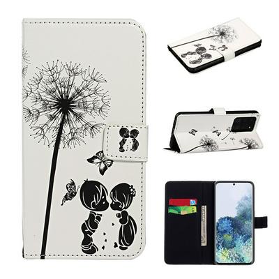 Color Painted Relief Pattern Side Flip Shockproof PU Leather Wallet Phone Protective Case with Stand and Card Slots for Samsung Galaxy S20 Ultra