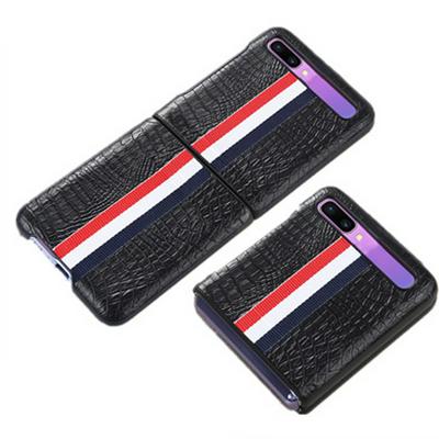 Extra-Thin Shockproof Crocodile Pattern Laminated All-Inclusive Folding Screen Protective Leather Cover Case for Samsung Galaxy Z Flip