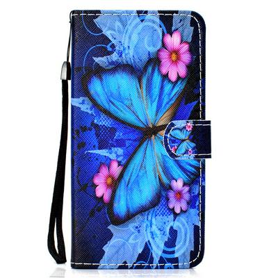 Colored Painting Side Flip Shockproof PU Leather Wallet Phone Case with Card Slots and Wrist Strap for iPhone 12(6.1)