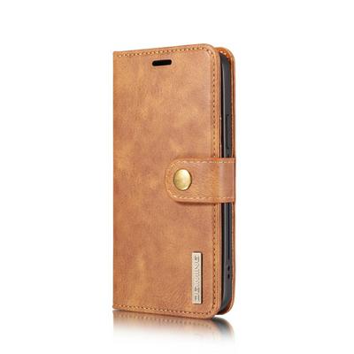 DG.MING Two-fold Cowhide Pattern Scratch Resistant Detachable PU Leather Wallet Phone Case with Card Slots for iPhone 12(5.4)