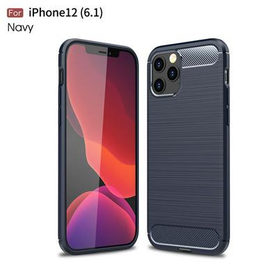 Carbon Fiber Pattern Brushed Shockproof Soft TPU Back Cover Case for iPhone 12 6.1