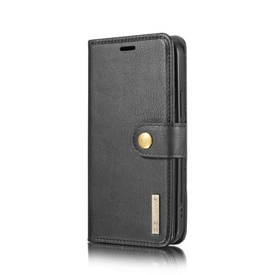 DG.MING Two-fold Cowhide Pattern Scratch Resistant Detachable PU Leather Wallet Phone Case with Card Slots for iPhone 12(5.4)