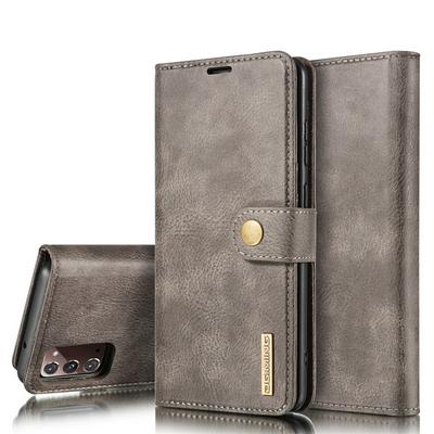DG.MING Two-fold Cowhide Pattern Scratch Resistant Detachable PU Leather Wallet Phone Case with Card Slots for Samsung Galaxy Note20