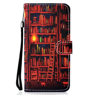Colored Painting Side Flip Shockproof PU Leather Wallet Phone Case with Card Slots and Wrist Strap for iPhone 12(6.1)