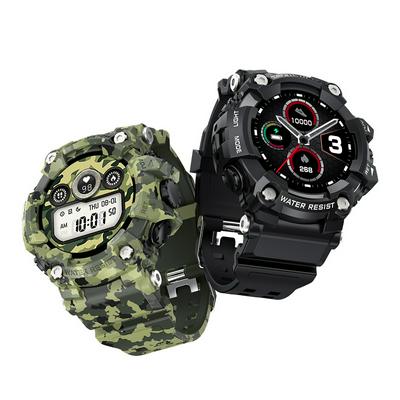 T6 Tactical Rugged Smart Watch Bracelet IP68 Waterproof 1.3-inch Full Circle Full Touch Watches with Physical Buttons Multi-language