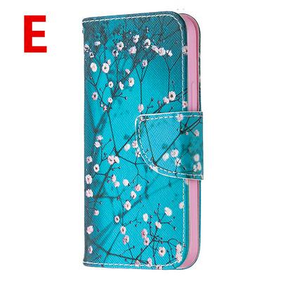 Colored Painting Side Flip Shockproof PU Leather + Soft TPU Magnetic Buckle with Stand and Card Slots Wallet Protective Case for iPhone 12 5.4