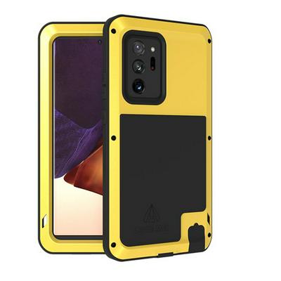 Love Mei Powerful Series Dust-Proof Shockproof Splash-Proof Silicone + Metal + Tempered Glass Support Wireless Charging Back Cover Case for Samsung Galaxy Note20 Ultra