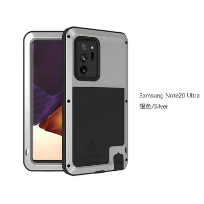 Love Mei Powerful Series Dust-Proof Shockproof Splash-Proof Silicone + Metal + Tempered Glass Support Wireless Charging Back Cover Case for Samsung Galaxy Note20 Ultra