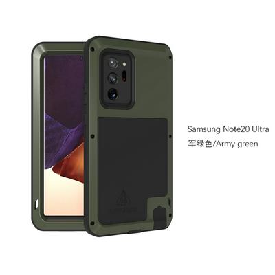 Love Mei Powerful Series Dust-Proof Shockproof Splash-Proof Silicone + Metal + Tempered Glass Support Wireless Charging Back Cover Case for Samsung Galaxy Note20 Ultra