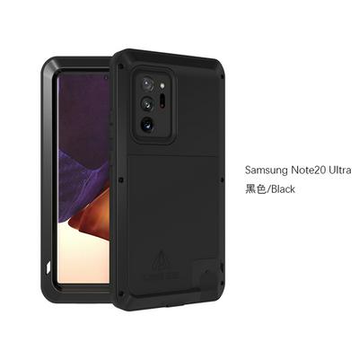 Love Mei Powerful Series Dust-Proof Shockproof Splash-Proof Silicone + Metal + Tempered Glass Support Wireless Charging Back Cover Case for Samsung Galaxy Note20 Ultra