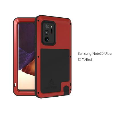 Love Mei Powerful Series Dust-Proof Shockproof Splash-Proof Silicone + Metal + Tempered Glass Support Wireless Charging Back Cover Case for Samsung Galaxy Note20 Ultra