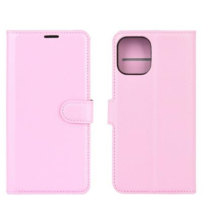 Solid Color Litchi Pattern Shock-Absorption Side Flip PU Leather + Soft TPU Card Slots with Magnetic Buckle and Stand Wallet Case for iPhone 12 Pro Max 6.7