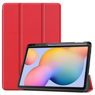 Solid Color Tri-Fold Side Flip Auto Sleep Function PU Leather + Soft TPU with Stand and Pen Slot Wallet Protective Case for Samsung Galaxy Tab S6 Lite