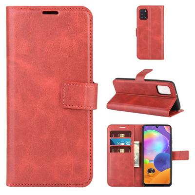 Retro Side Flip Anti-Sratch Shockproof PU Leather + Soft TPU Magnetic Buckle with Stand and Card Slots Wallet Case for Samsung Galaxy A31