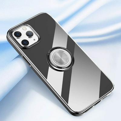 Solid Color Anti-Drop Anti-Scratch with Ring Bracket Soft TPU Back Cover Protective Case for iPhone 12 (5.4)