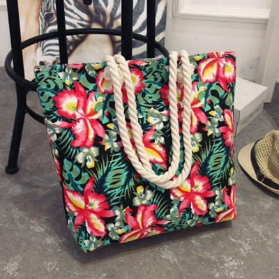 Printed Fashion Ethnic Style Canvas Large Capacity Hemp Rope Women Single Shoulder Handbag