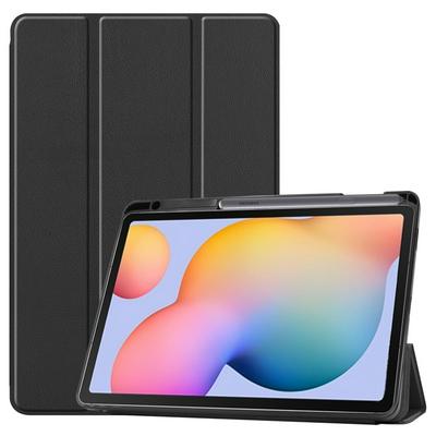 Solid Color Tri-Fold Side Flip Auto Sleep Function PU Leather + Soft TPU with Stand and Pen Slot Wallet Protective Case for Samsung Galaxy Tab S6 Lite