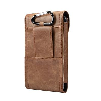 Men's Solid Color PU Leather Universal Portable Phone Waist Pack for Cell Phones Below 6.7 inches