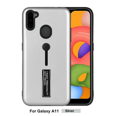 Thor Shockproof 2 in 1 Detachable Hard PC + Soft TPU with Pull Ring Kickstand Back Cover Case for Samsung Galaxy A11