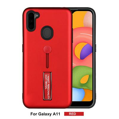 Thor Shockproof 2 in 1 Detachable Hard PC + Soft TPU with Pull Ring Kickstand Back Cover Case for Samsung Galaxy A11