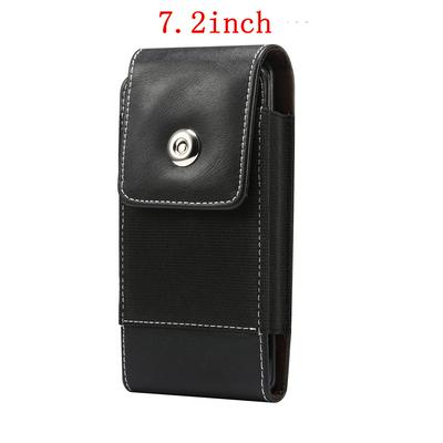 Men's Casual Simple Elastic Band Mobile Phone Universal Hanging Waist Pack PU Leather Case with Card Slot for 4.7-5.3/5.5-6.5/6.7-6.9/7.2 inch Cell Phones
