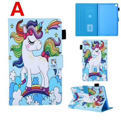 Colored Painting Shockproof Side Flip PU Leather + Soft TPU Pen Slot Card Slots with Magnetic Buckle and Stand Wallet Protective Case for Samsung Galaxy Tab A 8.0 2019 T295 T290