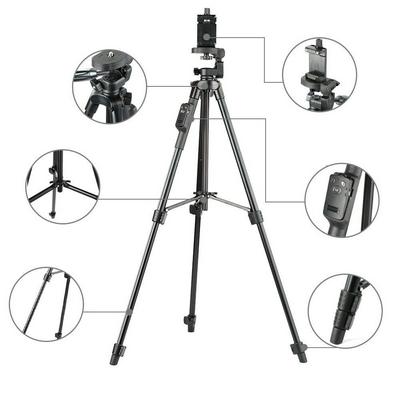 YUNTENG 5208 Aluminum Tripod with 3-Way Head & Bluetooth Remote + clip for Camera Phone